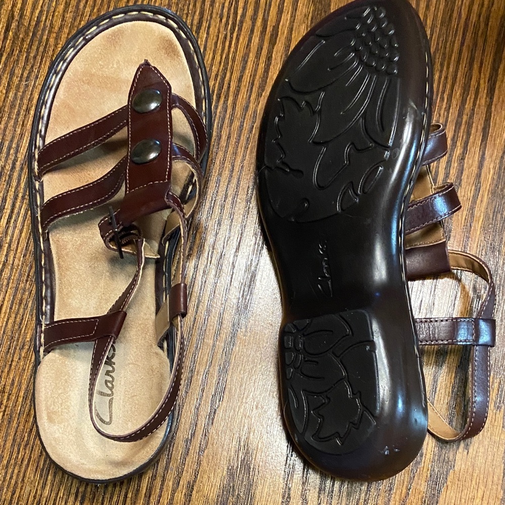 Clarks Women's Dark Brown Leather Sandals